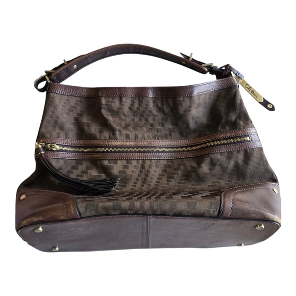 Cole Haan Leather Shoulder Handbag Satchel Women Brown Large - Picture 3 of 16